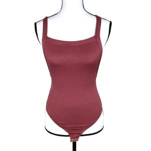 NWT Olivaceous Burgundy Ribbed Bodysuit